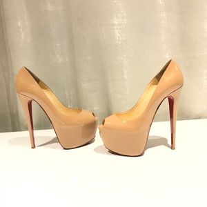 Christian Louboutin patent highness peep toe pumps